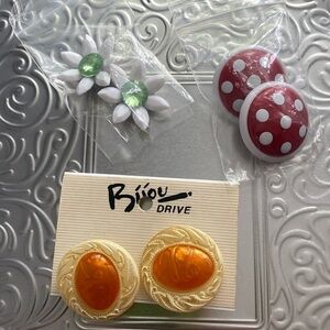 3 Vintage CLIP-ON EARRINGS. See pics for style